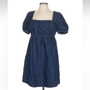 J. Crew medium wash chambray casual puff sleeve dress -10